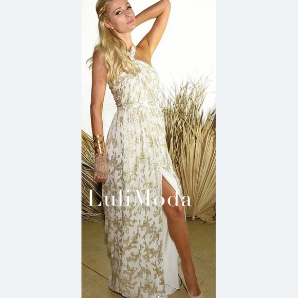 Rachel Zoe Bella l Metallic Silk Goddess Gown - Picture 4 of 14